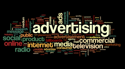 Advertising concept on tag cloud Advertising concept in tag cloud on white background